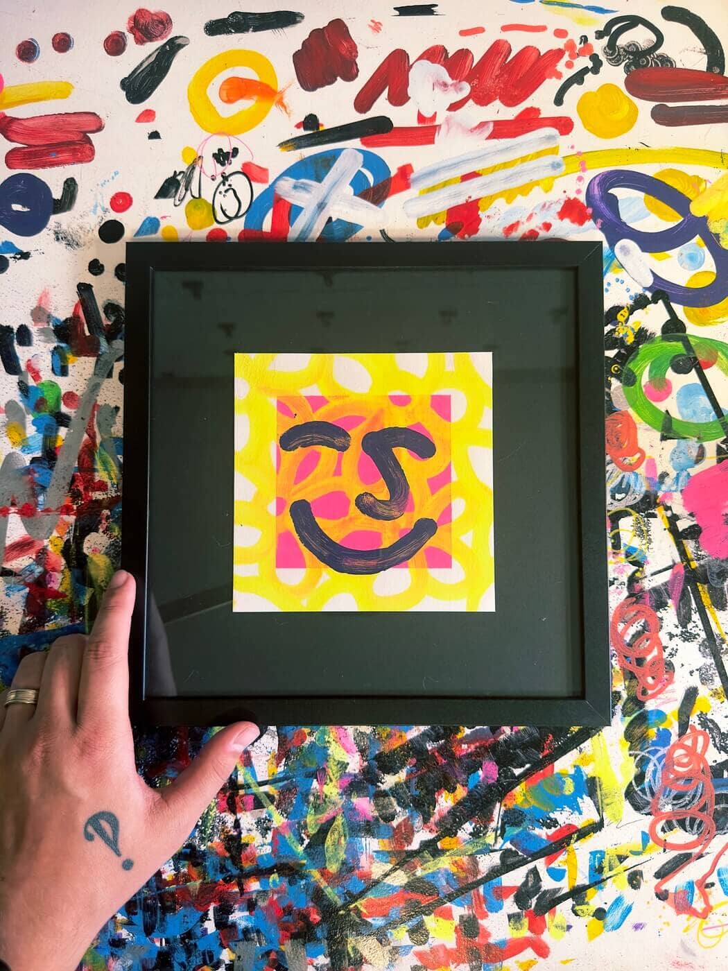 3 Colors and a Smile | Original Framed Painting Original Art Seekjoy 