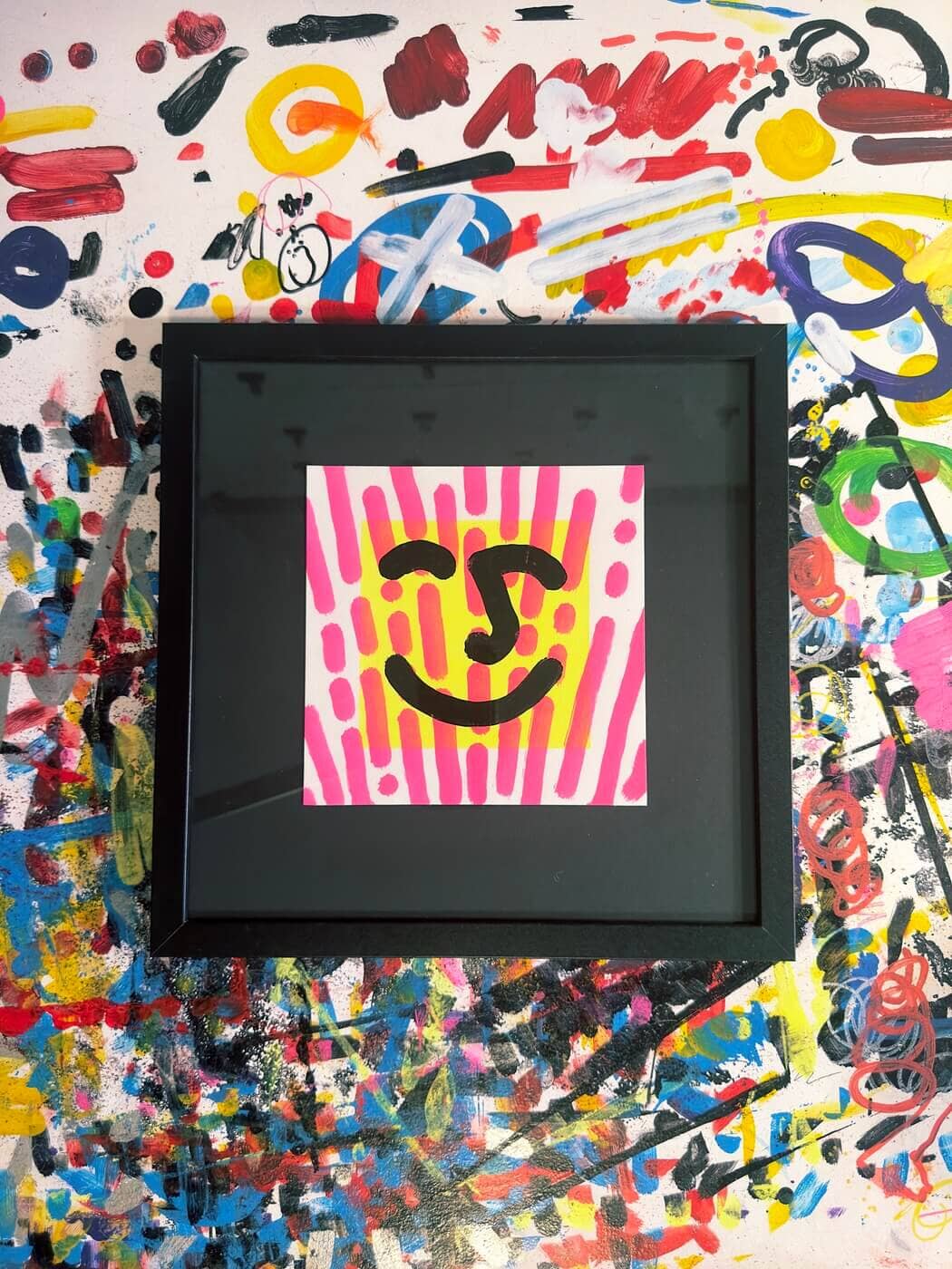 Aggressively Happy | Original Framed Painting Original Art Seekjoy 