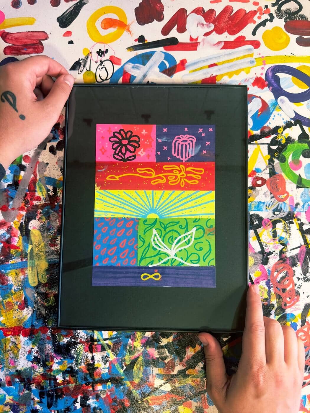 Cycle of Life (Color Block 2) | Original Framed Painting Original Art Seekjoy 