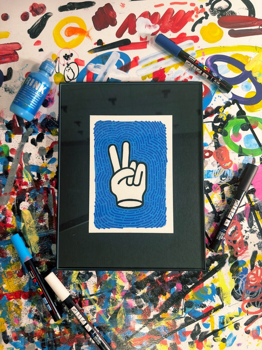 Peace and Love | Original Framed Painting Original Art Seekjoy 