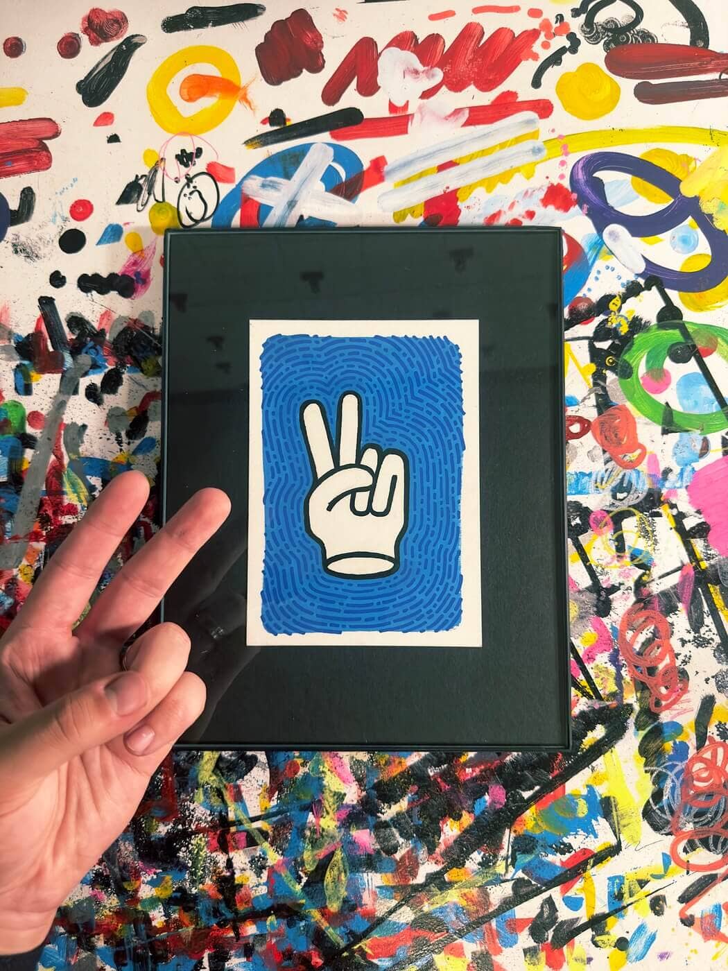 Peace and Love | Original Framed Painting Original Art Seekjoy 